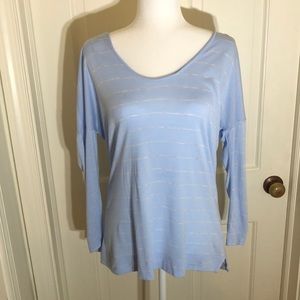 GAP Light blue w/gray stripes shirt.